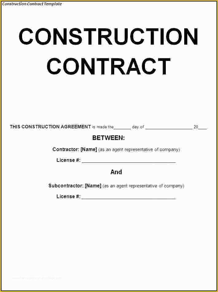 Free Contractor Contract Template Of 8 Free Construction Contracts Templates