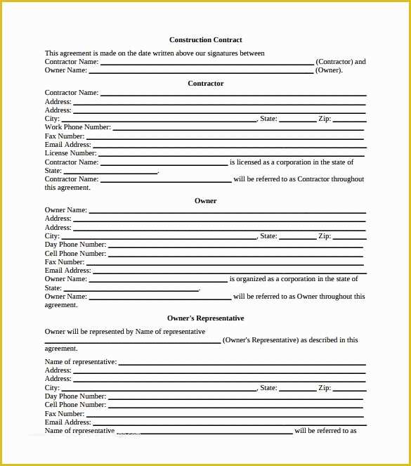 Free Contractor Contract Template Of Construction Contract 9 Download Documents In Pdf