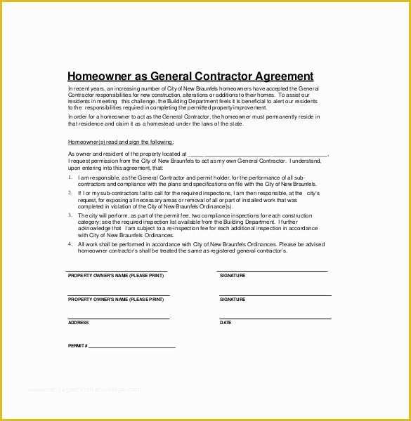 Free Contractor Contract Template Of Construction Contractor Contract Sample Templates