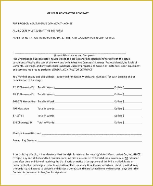 Free Contractor Contract Template Of Sample Contractor Contract form 7 Free Documents In Pdf