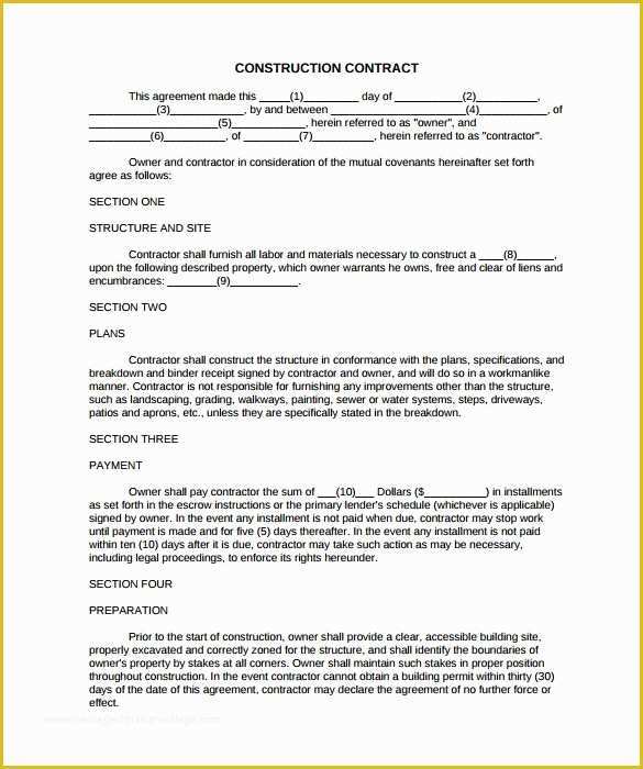 Free Contractor Contract Template Of Simple Construction Contract 8 Construction Contract