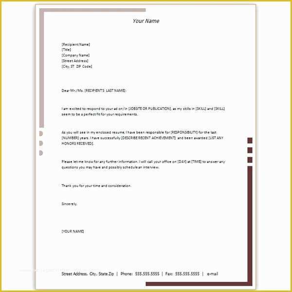Free Cover Letter Template Word Of Free Microsoft Word Cover Letter Templates Letterhead and