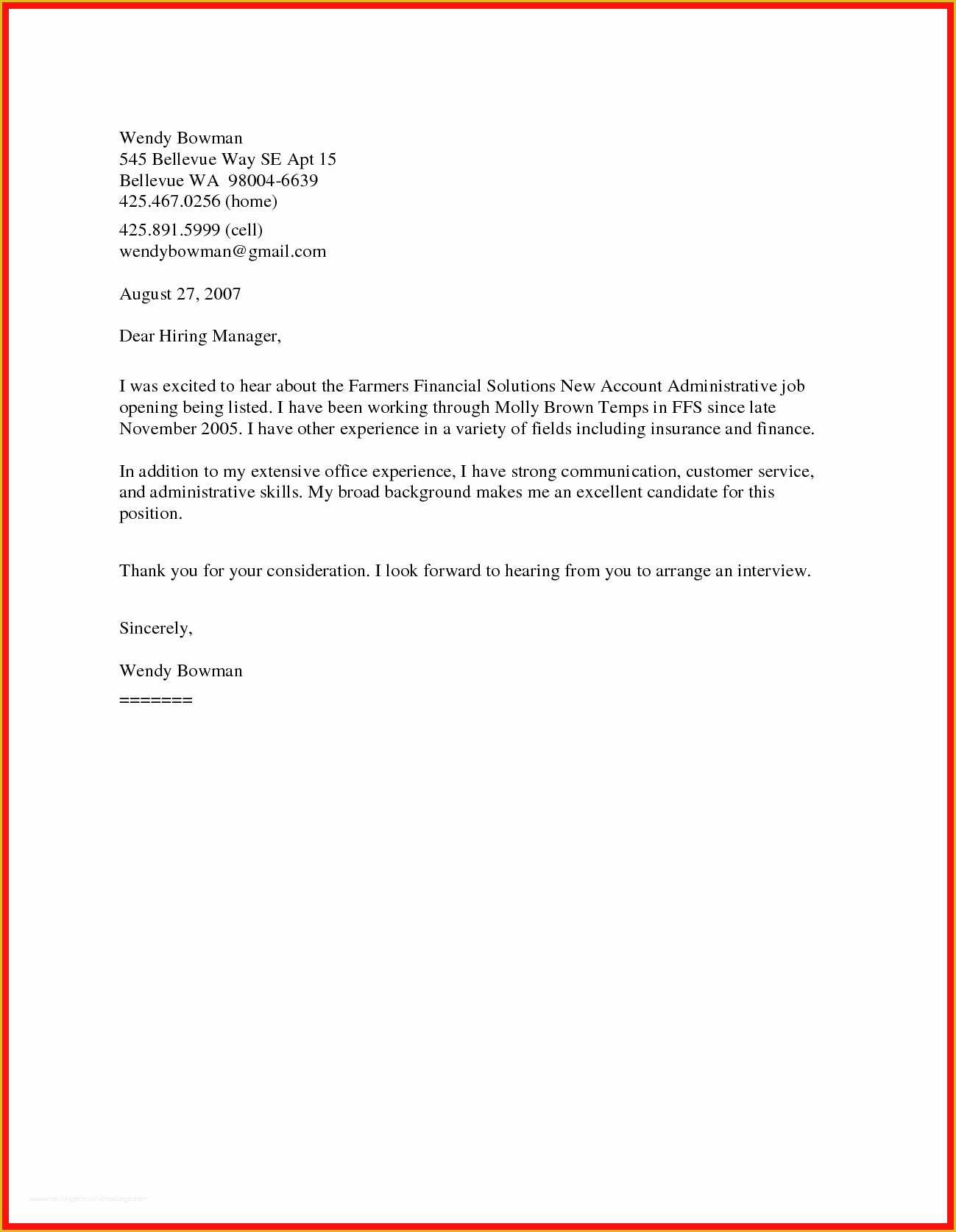 Free Cover Letter Template Word Of Short Cover Letter Sample