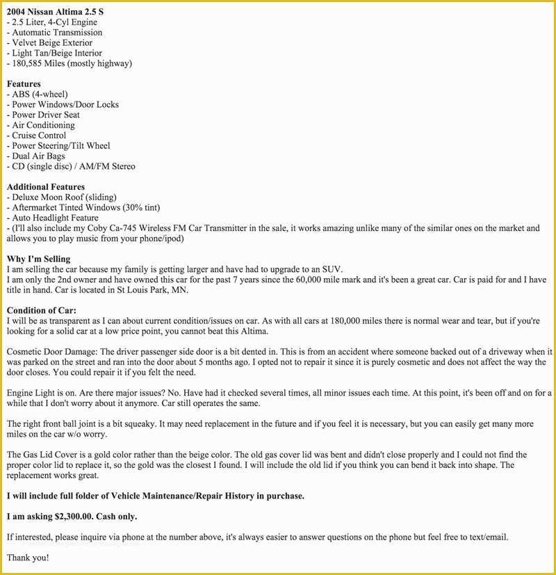 Free Craigslist Template Generator Of Craigslist Ad Template Template Design Ideas