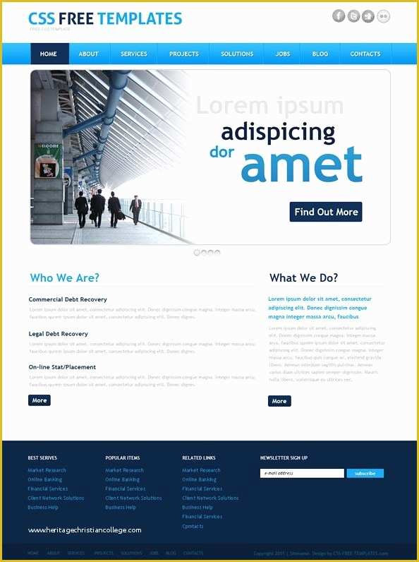 Free Css Website Templates Of Business Website Css Template In Blue Color Style