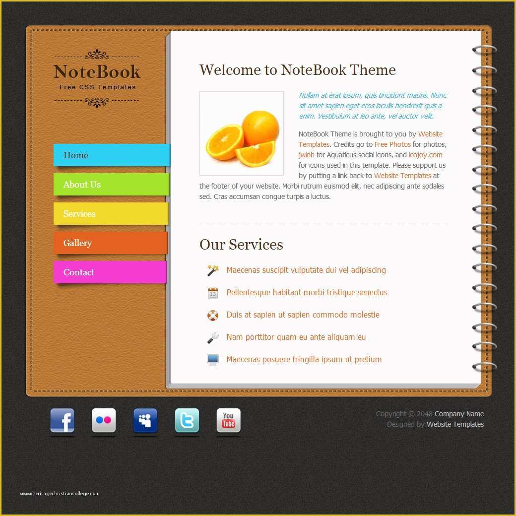 Free Css Website Templates Of Notebook Free HTML Css Templates