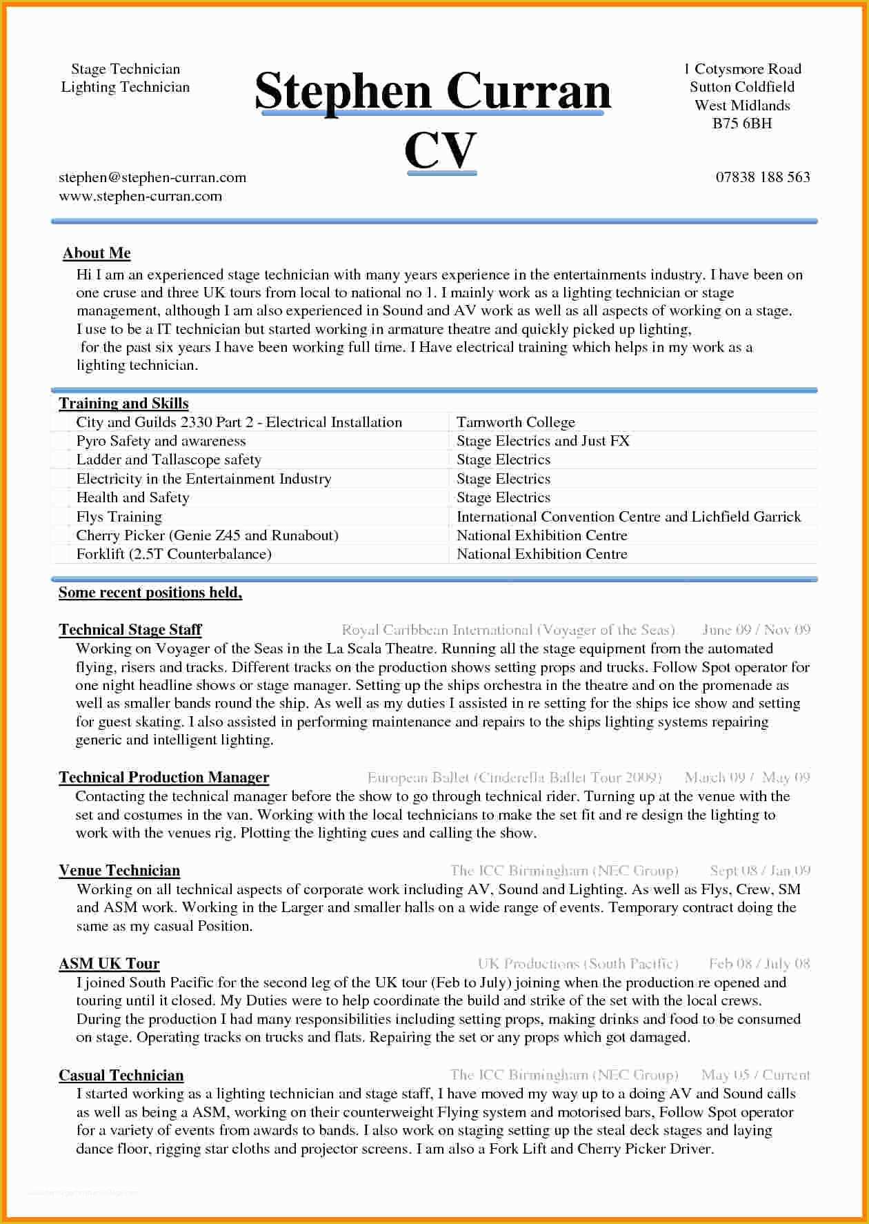 Free Curriculum Vitae Template Word Of 5 Cv Sample Word Document