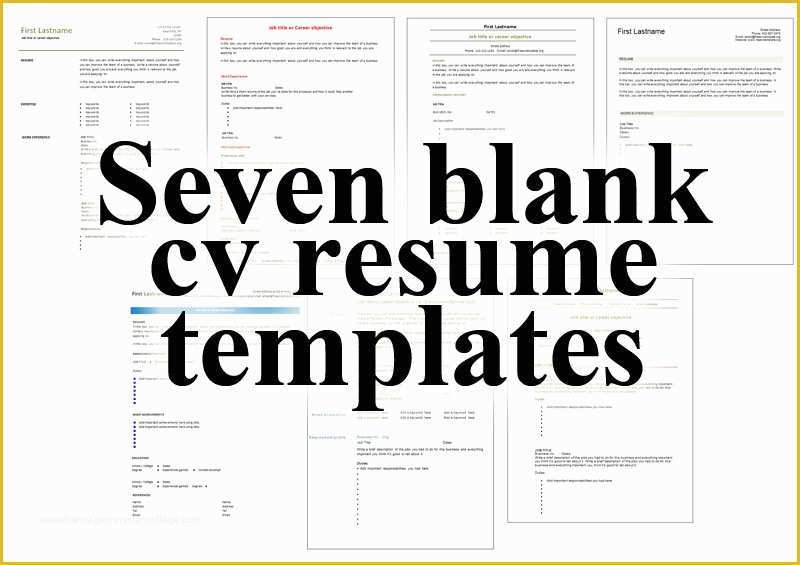 Free Curriculum Vitae Template Word Of 7 Free Blank Cv Resume Templates for – Free Cv