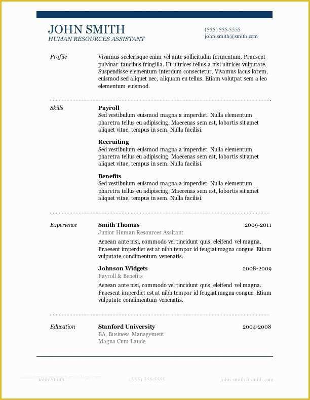 Free Curriculum Vitae Template Word Of 7 Free Resume Templates Job Career