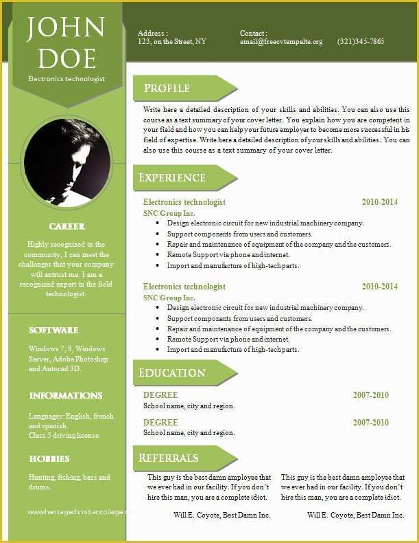 Free Curriculum Vitae Template Word Of Curriculum Vitae Resume Word Template 904 – 910 – Free Cv