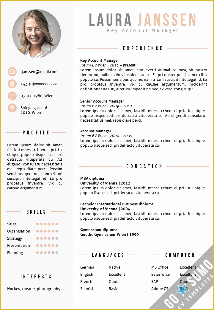 Free Curriculum Vitae Template Word Of Cv Template Vienna Go Sumo Cv Template