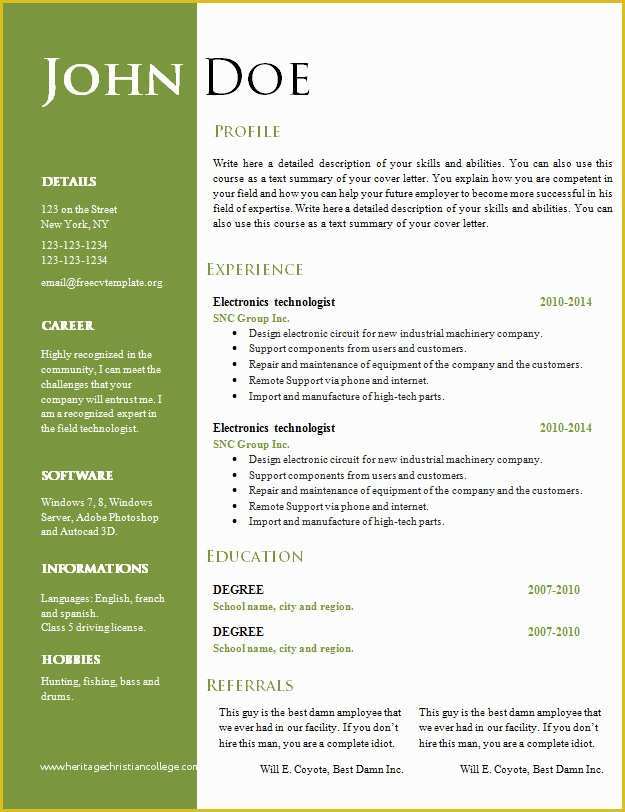 Free Curriculum Vitae Template Word Of Free Creative Resume Cv Template 547 to 553 – Free Cv