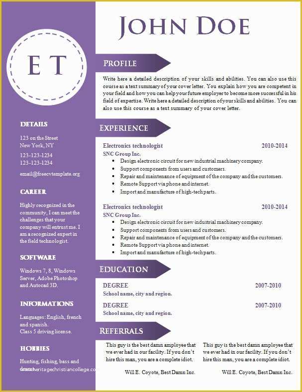 Free Curriculum Vitae Template Word Of Free Cv Resume Template 740 – 746 – Free Cv Template Dot org