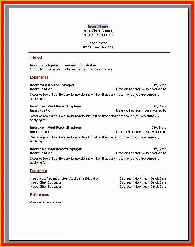 Free Curriculum Vitae Template Word Of Resume Template Microsoft