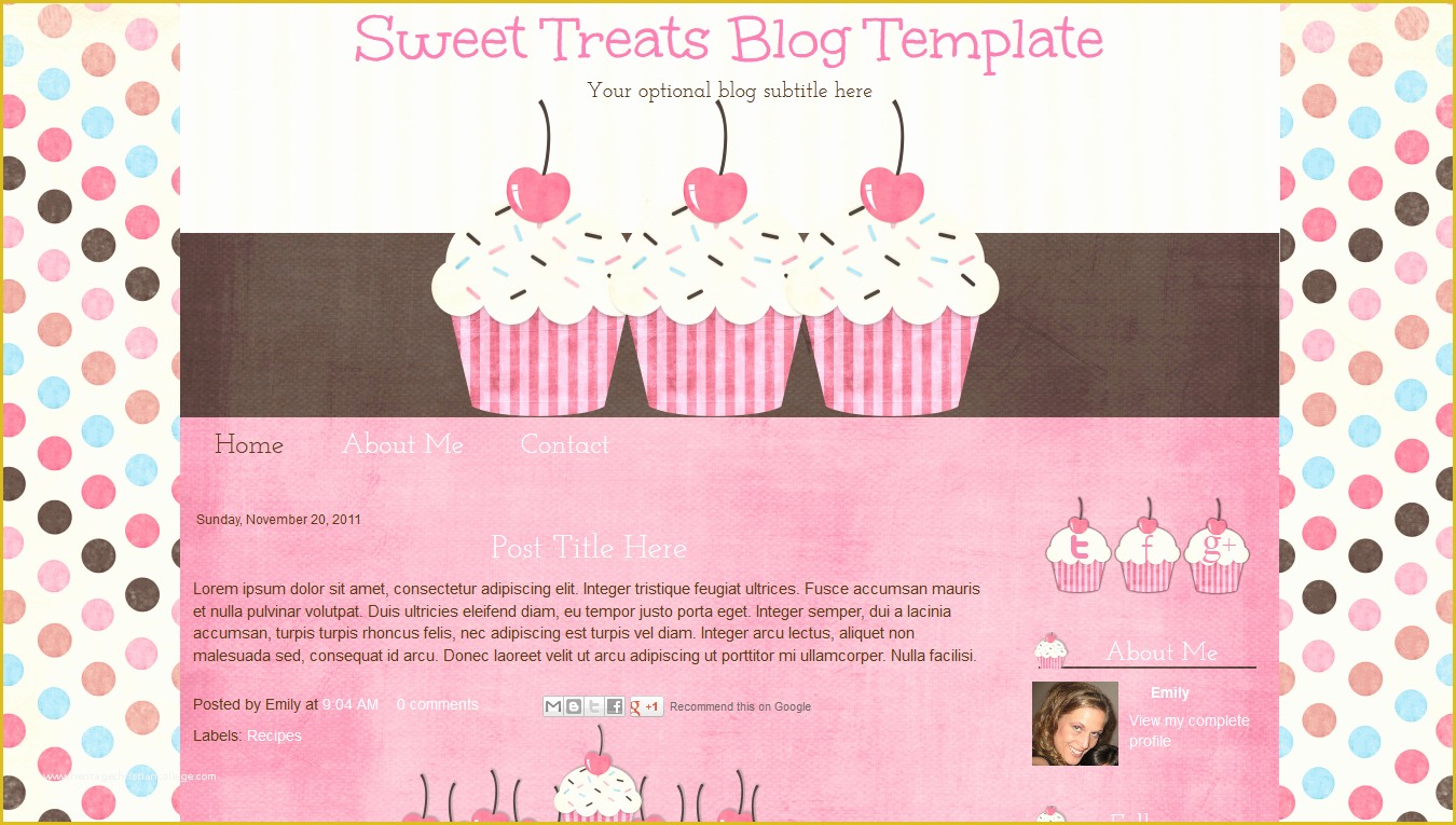 Free Cute Blogger Templates Of Cupcake Bakery Pink Cute Blog Template Sweet Treats