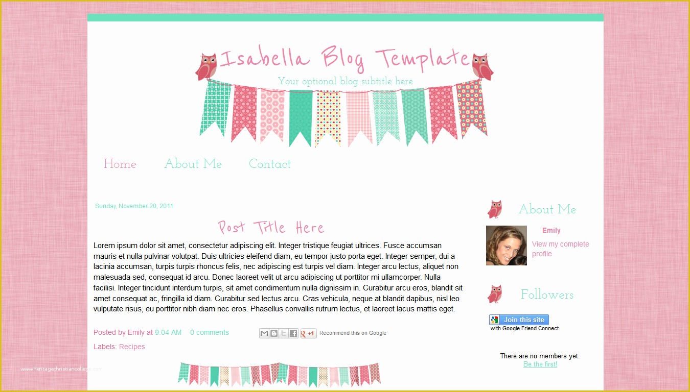 Free Cute Blogger Templates Of Cute Pink Party Owl Bunting Blogger Template