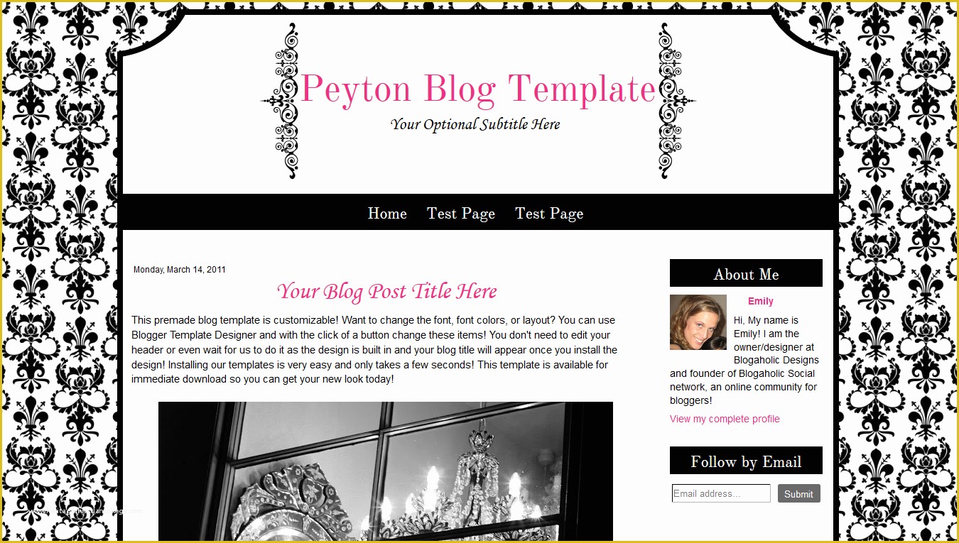Free Cute Blogger Templates Of Cute Premade Blogger Template Damask Modern Pink Black