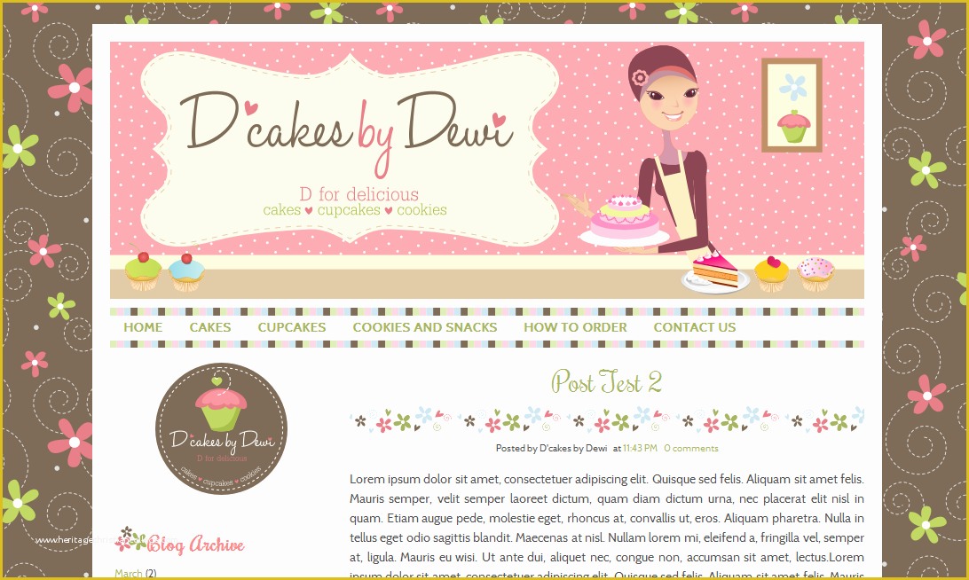 Free Cute Blogger Templates Of D Cakes by Dewi Blog Template Design