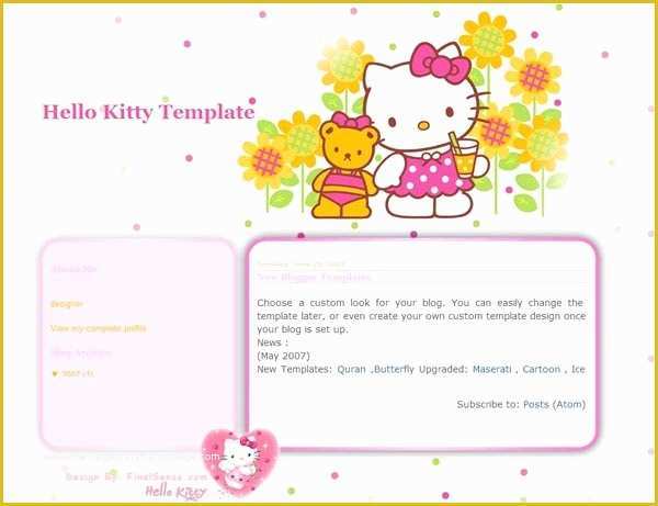 Free Cute Blogger Templates Of Free Blogger Templates Hello Kitty