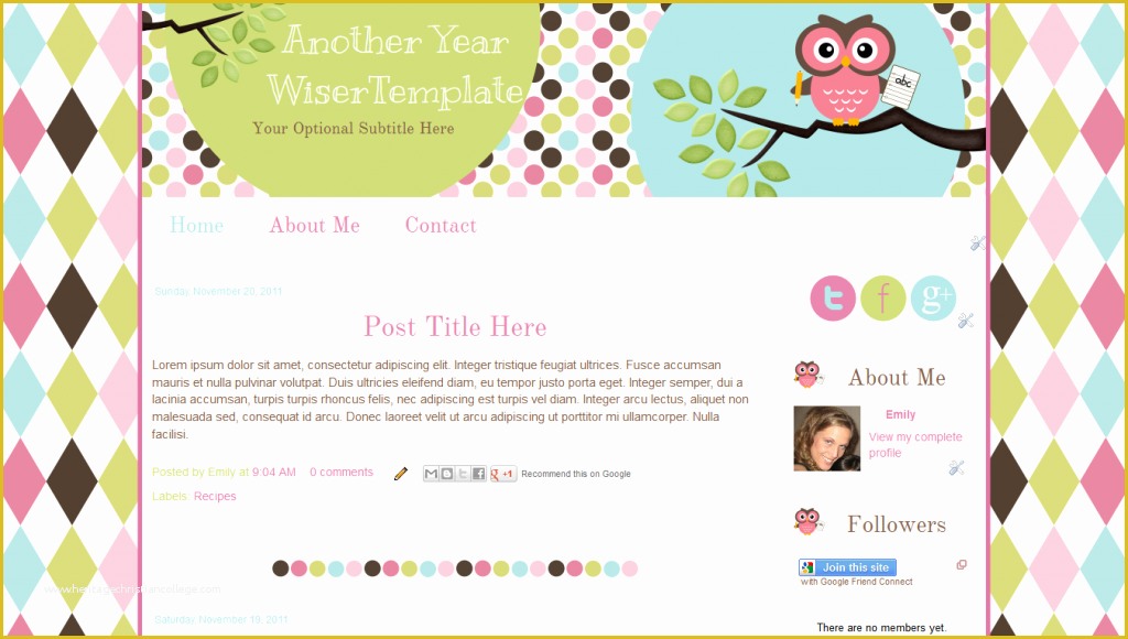 Free Cute Blogger Templates Of Owl Premade Blogger Template for Teachers