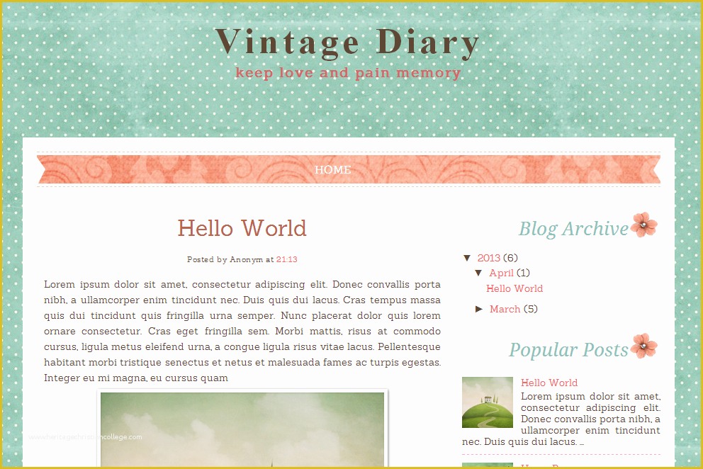 Free Cute Blogger Templates Of Vintage Diary Free Blog Template