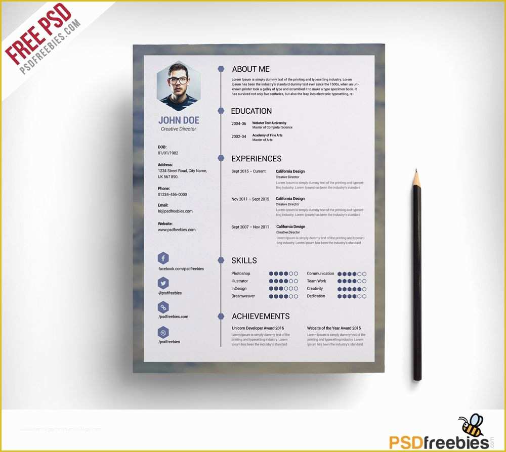 Free Cv Template Download Of Free Clean Resume Psd Template