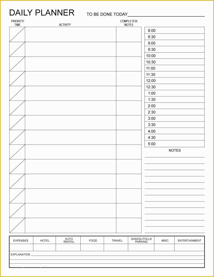 Free Daily Planner Template Of 40 Printable Daily Planner Templates Free Template Lab