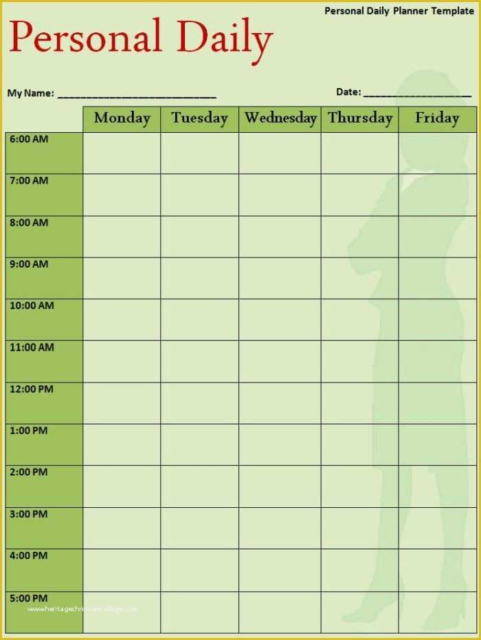 Free Daily Planner Template Of Personal Calendar Daily Schedule Planner Template Free