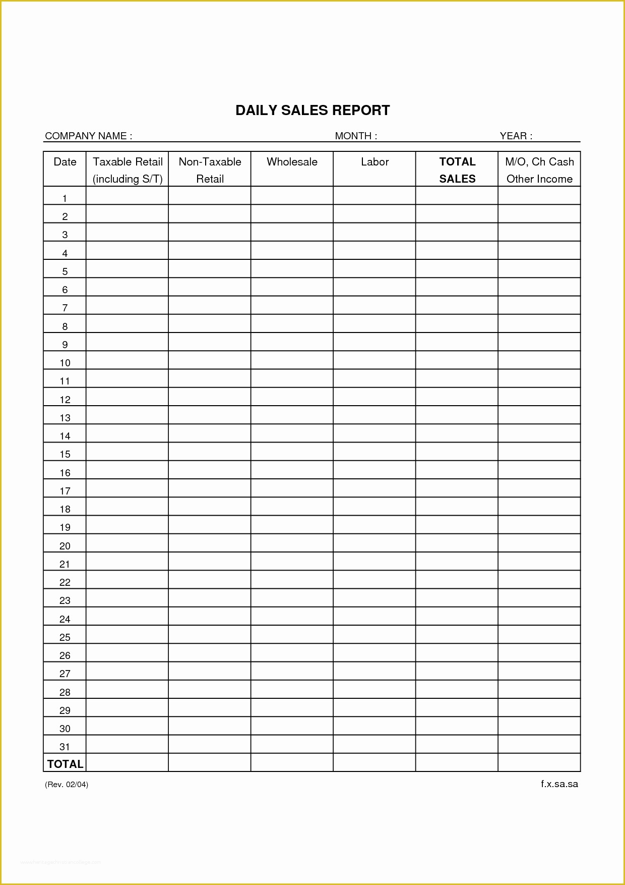 Free Daily Sales Report Template Of Best S Of Sales Ledger Sheet Printable Blank Ledger