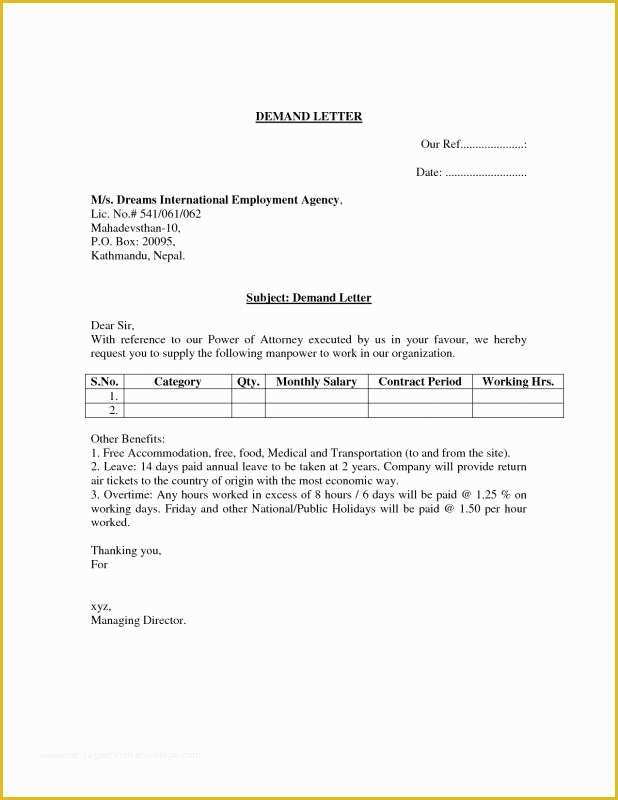 Free Demand Letter Template Of Free Sample Demand Letter for Payment