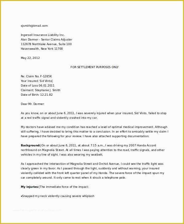 Free Demand Letter Template Of Personal Injury Demand Letter