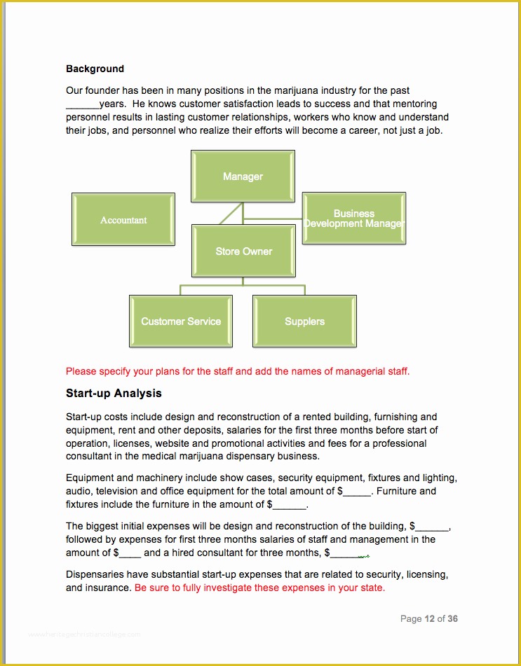 Dispensary Business Plan Template Free