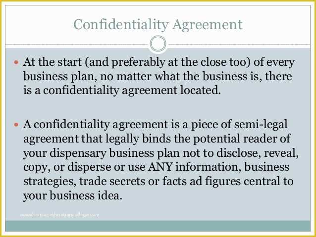 Free Dispensary Business Plan Template Of Confidentiality Business Plan