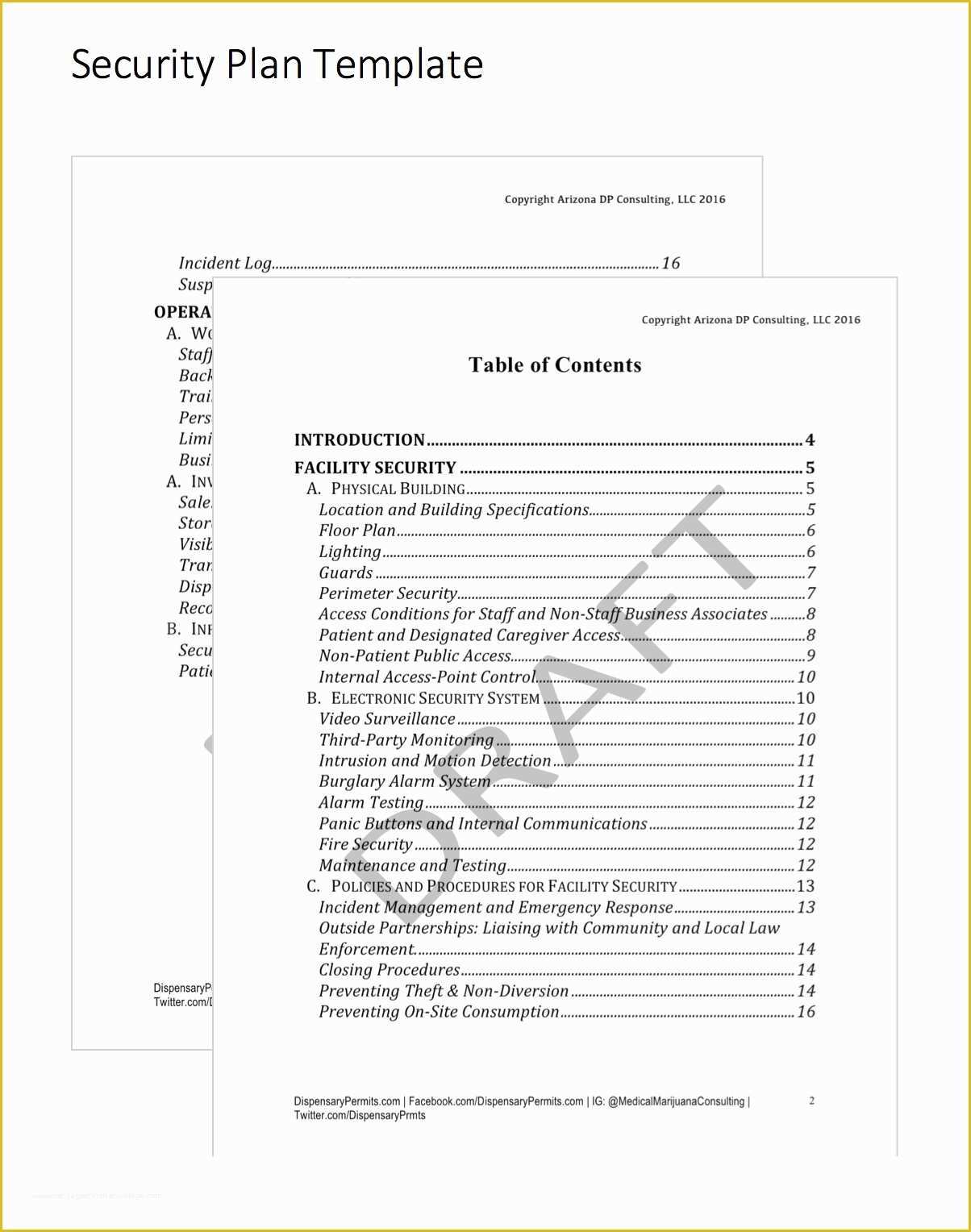 Free Dispensary Business Plan Template Of Security Plan Template Templates Collections