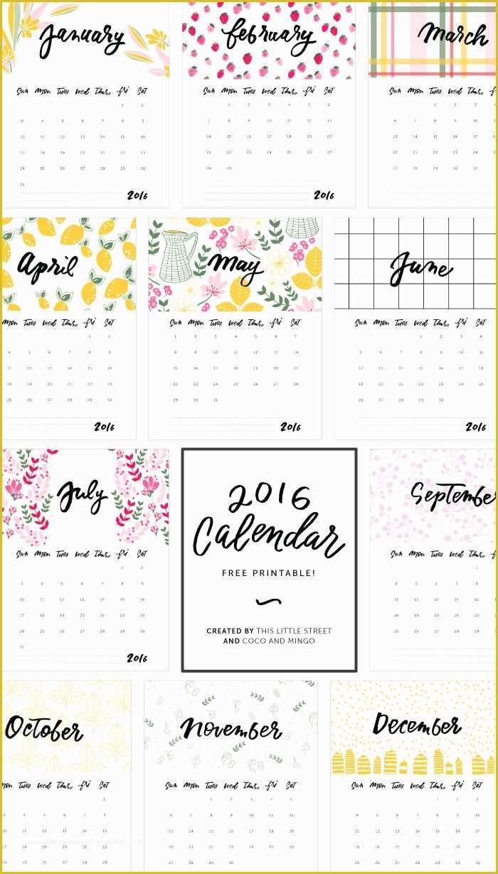 Free Downloadable Calendar Template Of 2016 Calendars to Print Free No Downloads