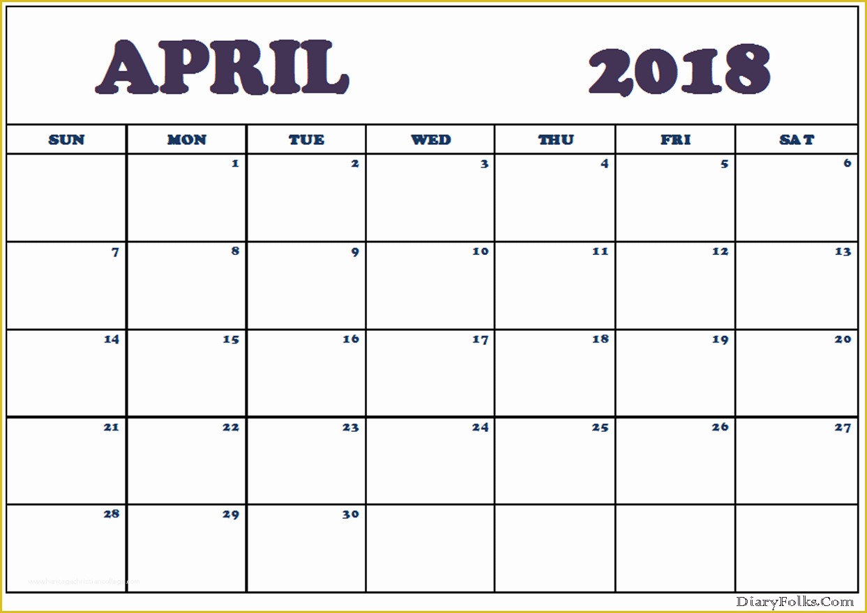Free Downloadable Calendar Template Of April 2018 Calendar Excel Template