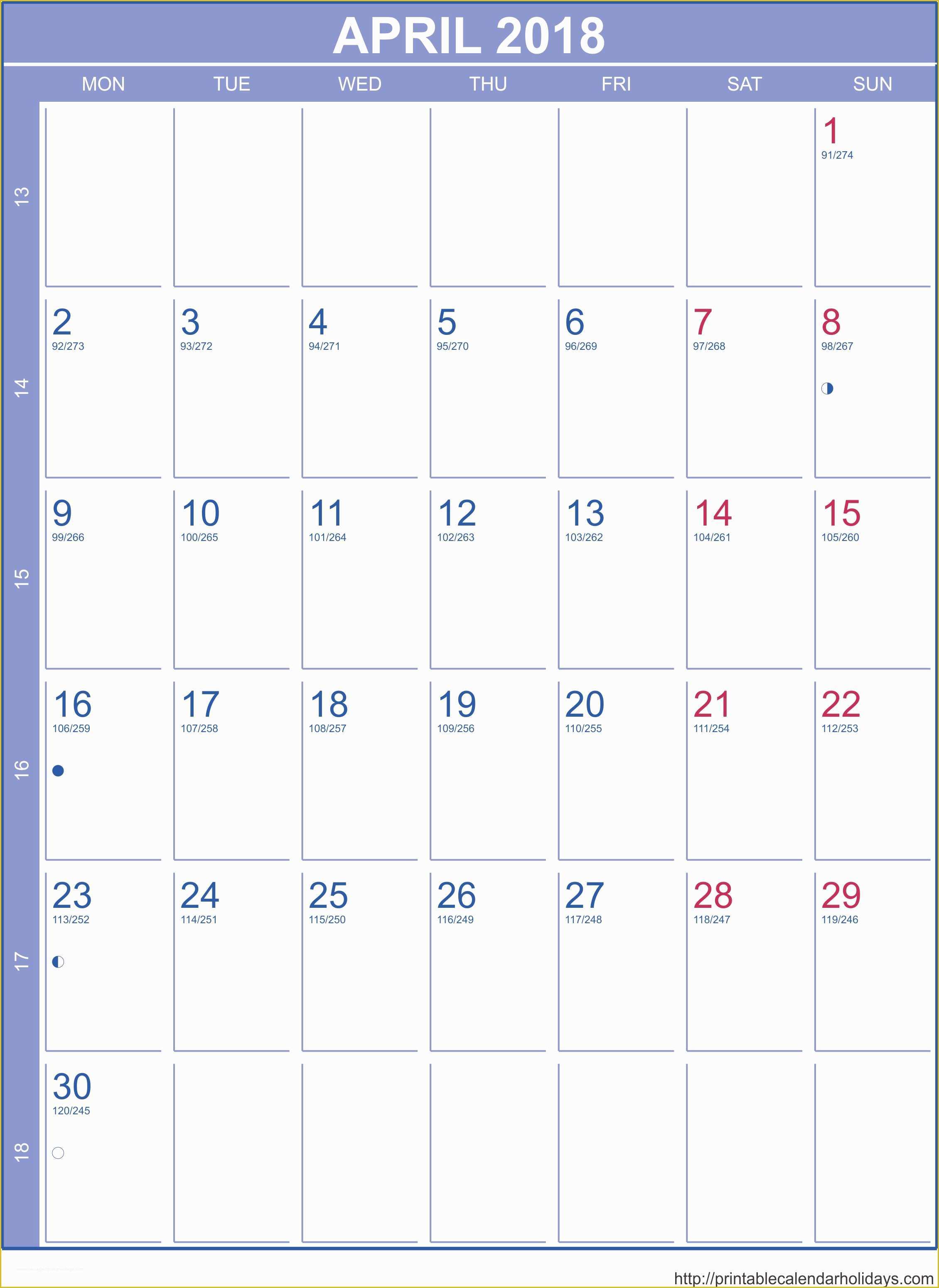 Free Downloadable Calendar Template Of April 2018 Calendar Template