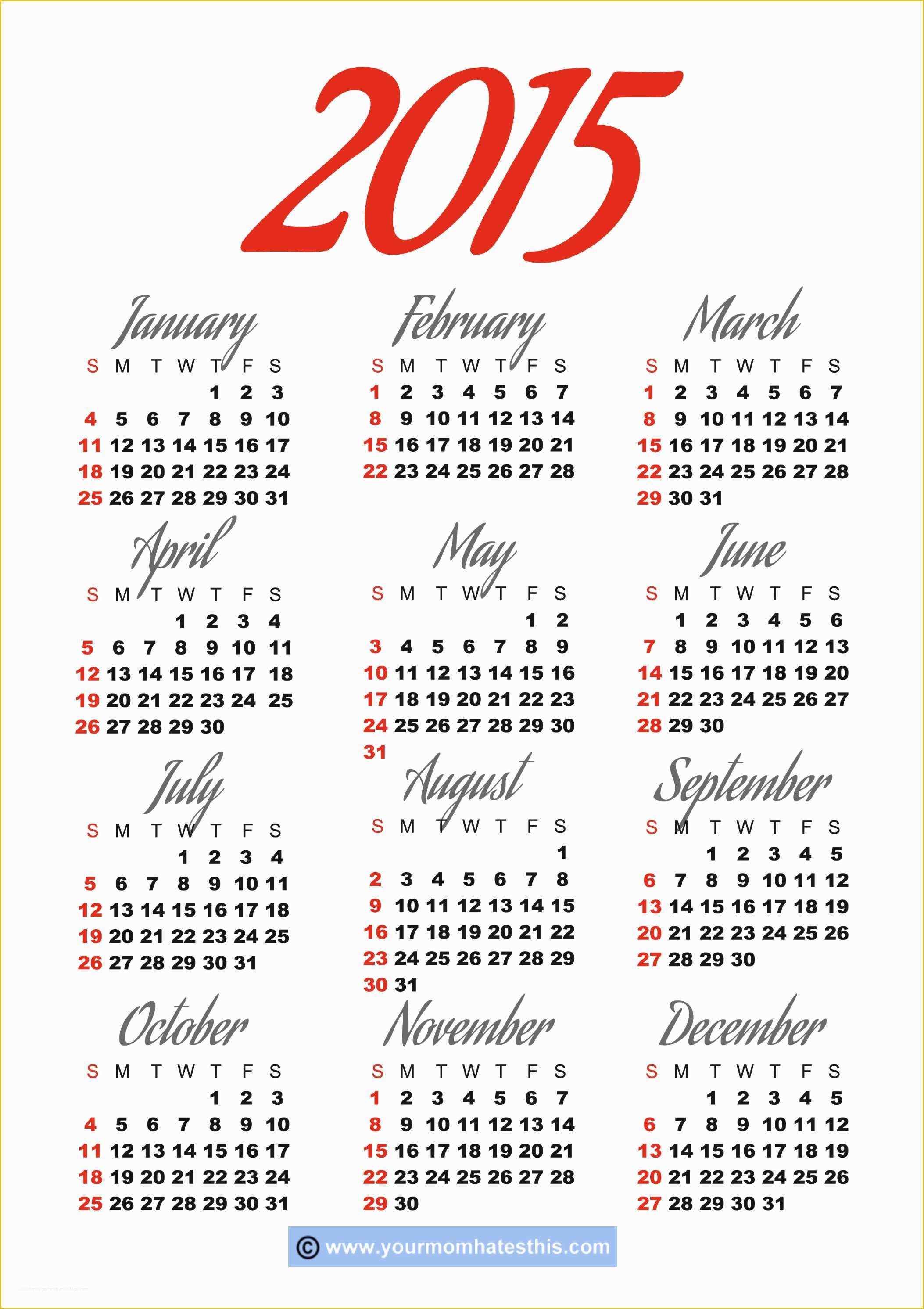 Free Downloadable Calendar Template Of Free Printable Calendar 2015 Monthly – 2017 Printable Calendar