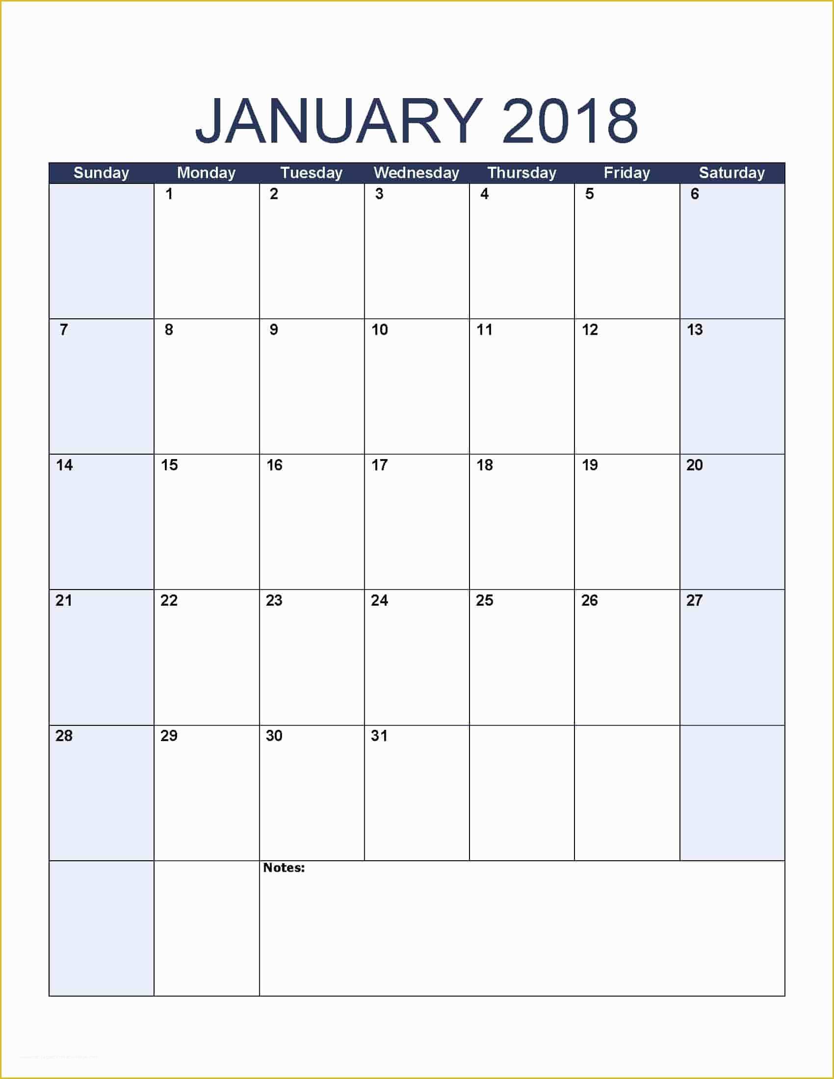 Free Downloadable Calendar Template Of January 2018 Calendar Free Printable Calendar Templates