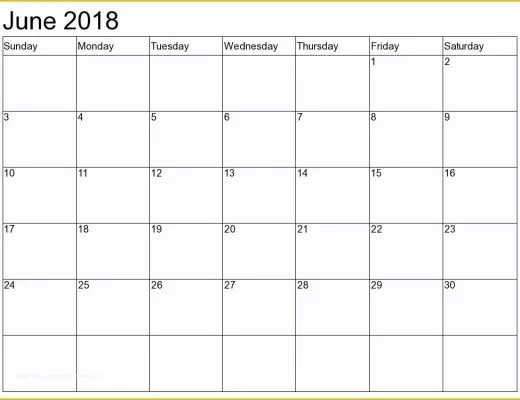 Free Downloadable Calendar Template Of June 2018 Calendar Template