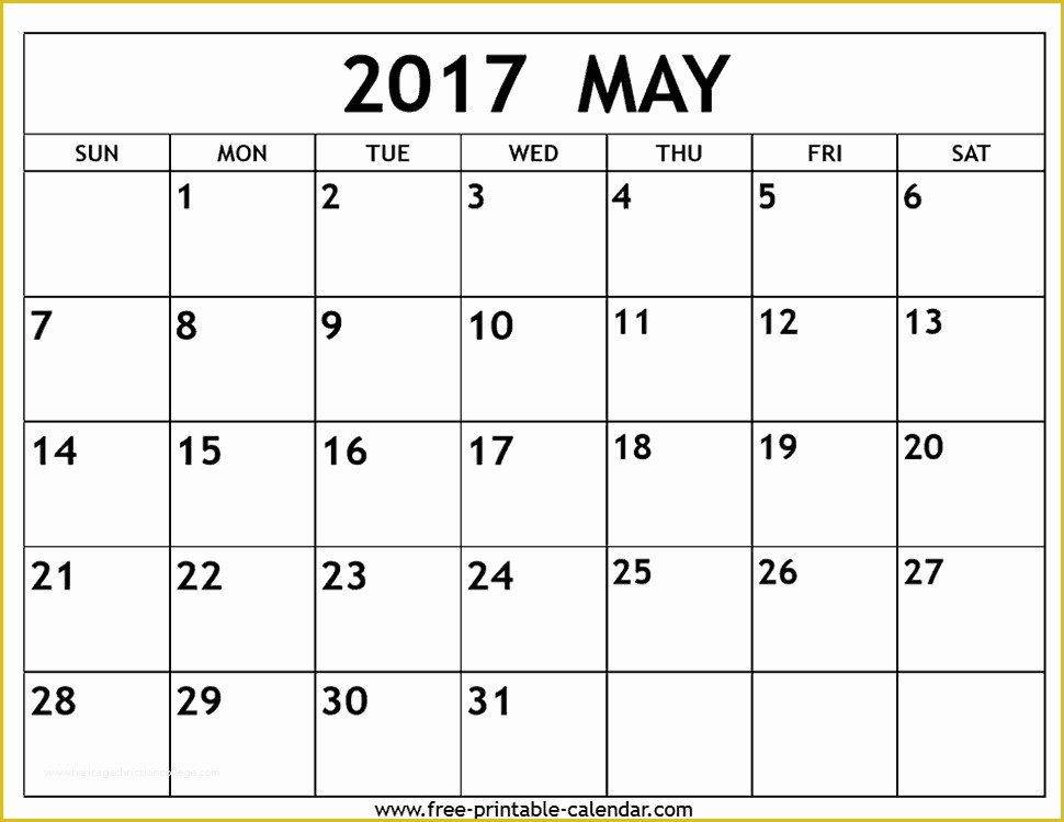 Free Downloadable Calendar Template Of May 2017 Printable Calendar