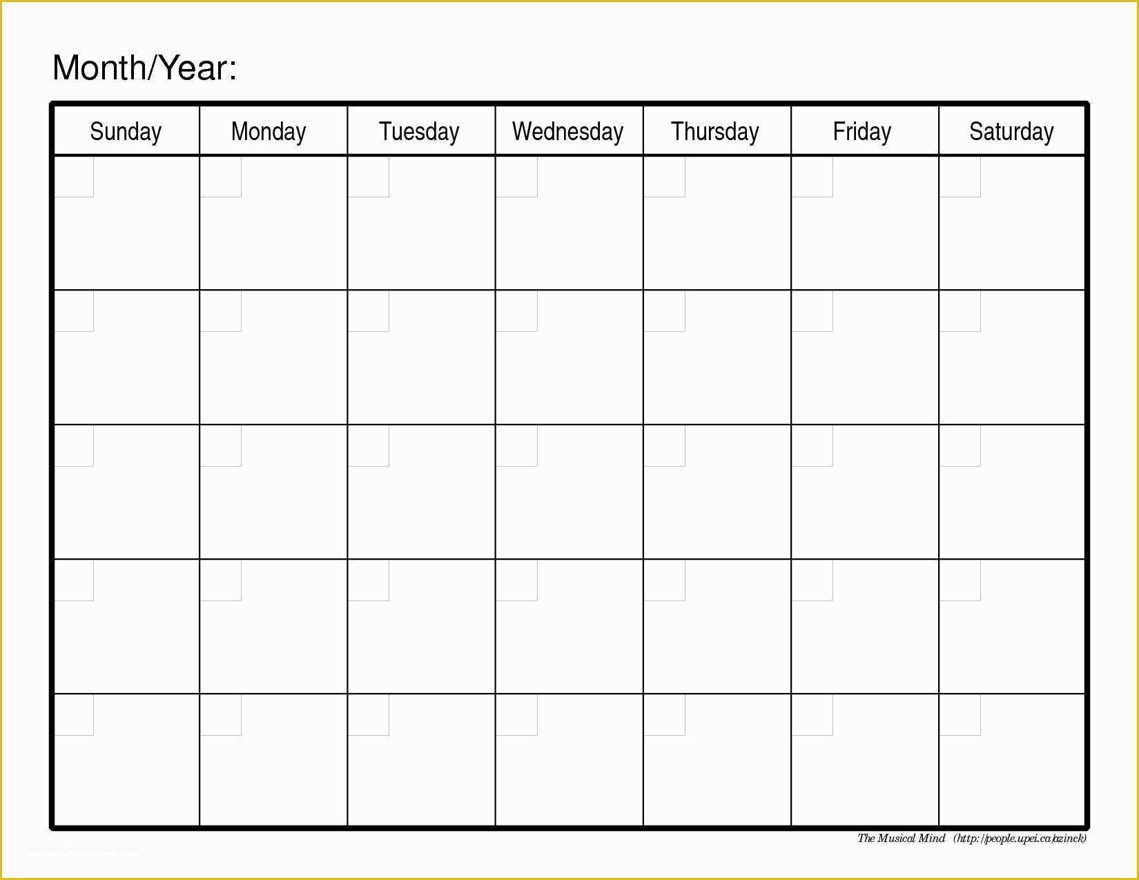 Free Downloadable Calendar Template Of Monthly Calendar Template