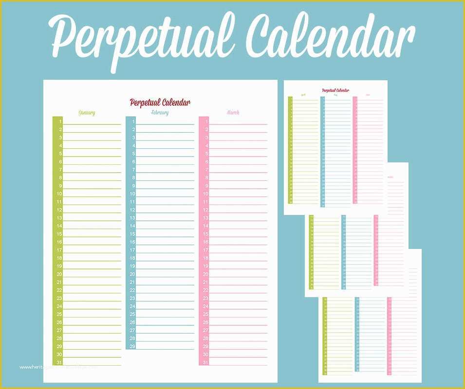 Free Downloadable Calendar Template Of Perpetual Calendar Calendar Template