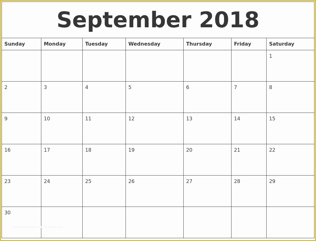 Free Downloadable Calendar Template Of September 2018 Free Printable Calendar Templates