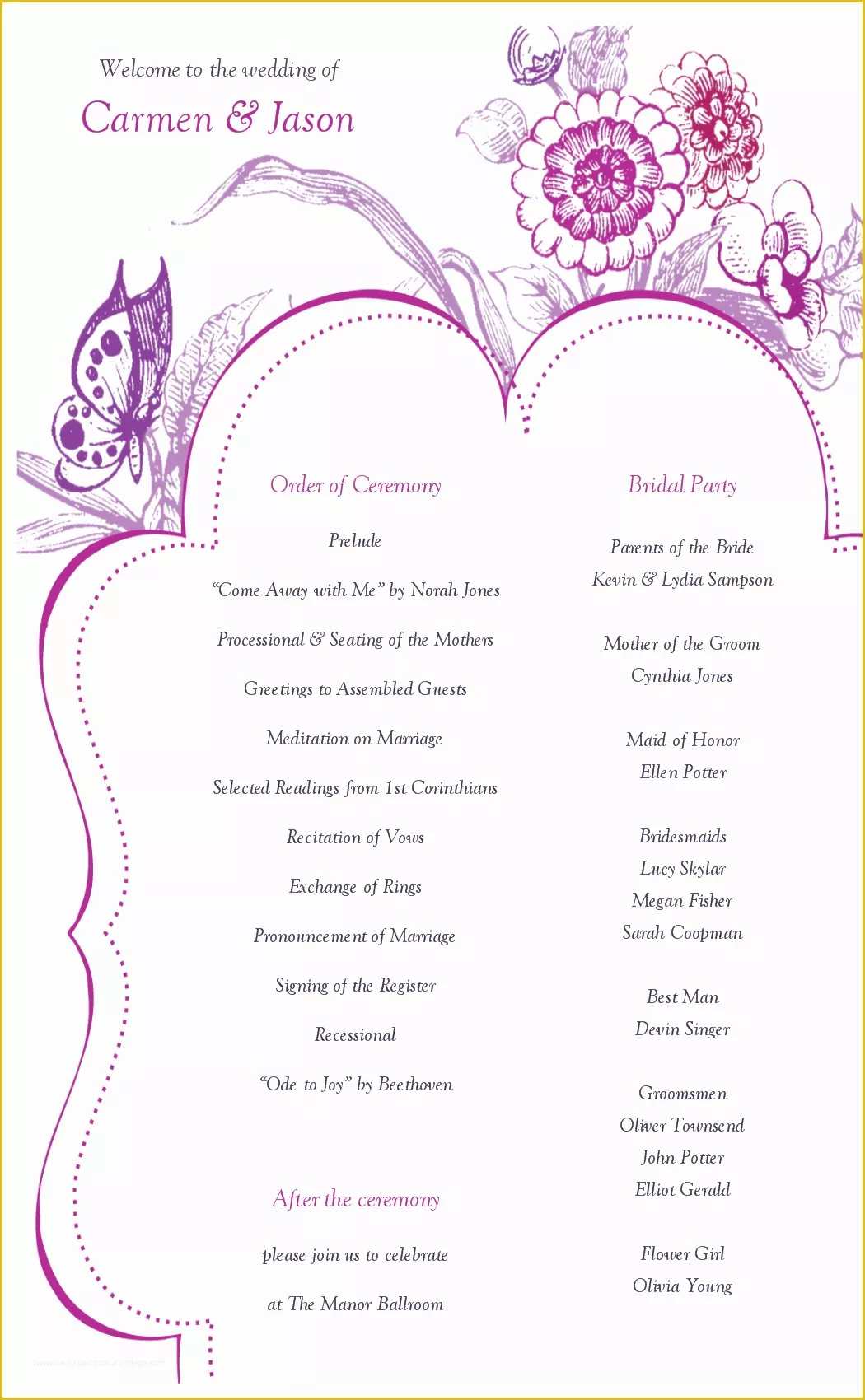 Free Printable Wedding Program Templates