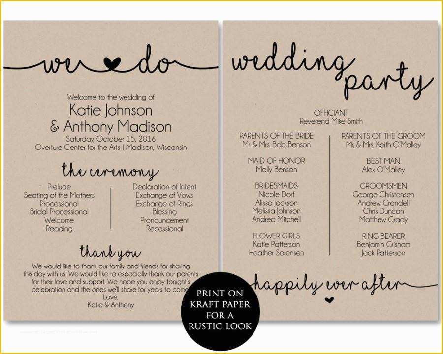 Free Downloadable Wedding Program Template that Can Be Printed Of Ceremony Program Template Printable Wedding Programs