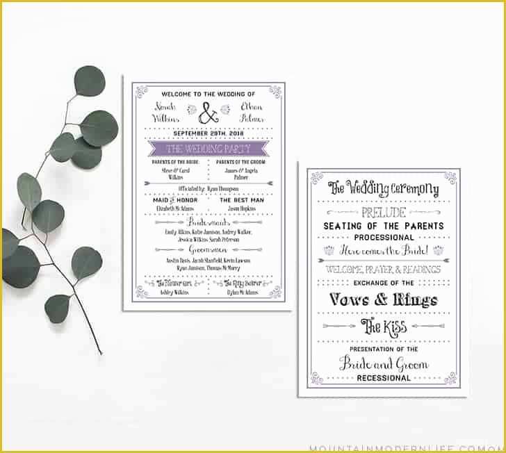 Free Downloadable Wedding Program Template that Can Be Printed Of Free Printable Wedding Program