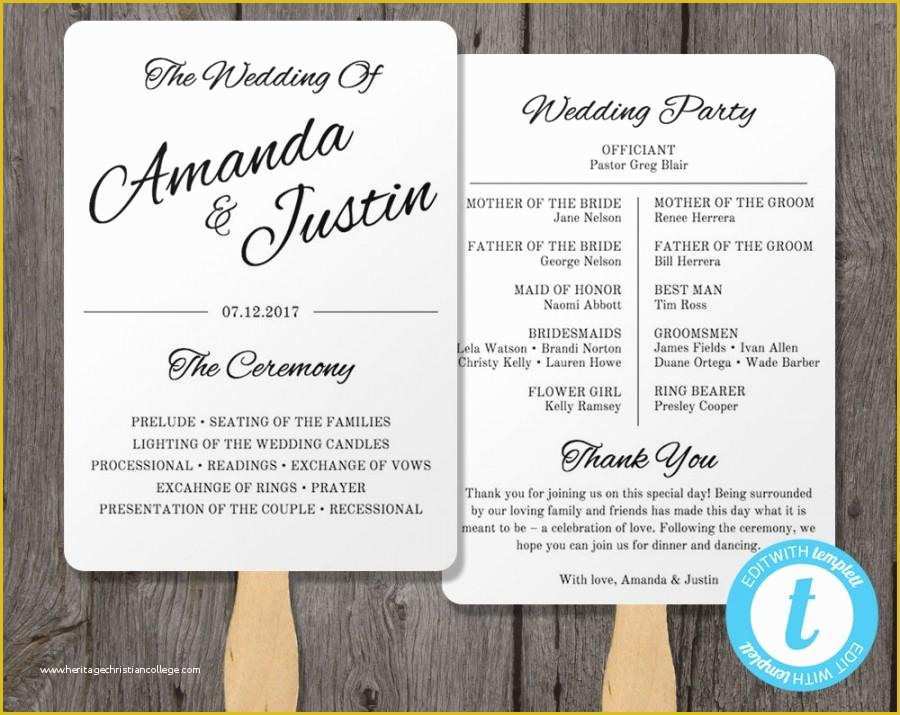 Free Downloadable Wedding Program Template that Can Be Printed Of Printable Wedding Programs Templates