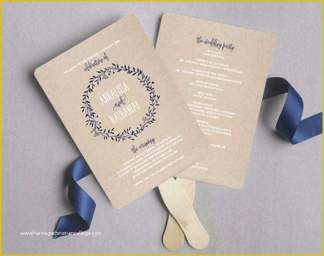 Free Downloadable Wedding Program Template that Can Be Printed Of Wedding Program Fan Wedding Program Printable Navy