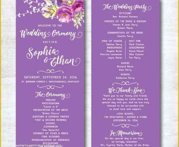 Free Downloadable Wedding Program Template that Can Be Printed Of Wedding Program Template 41 Free Word Pdf Psd